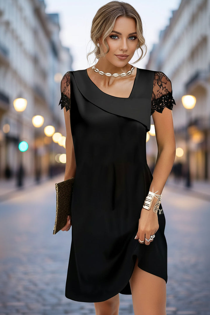 Ainsleigh - Abito midi asimmetrico con maniche in pizzo