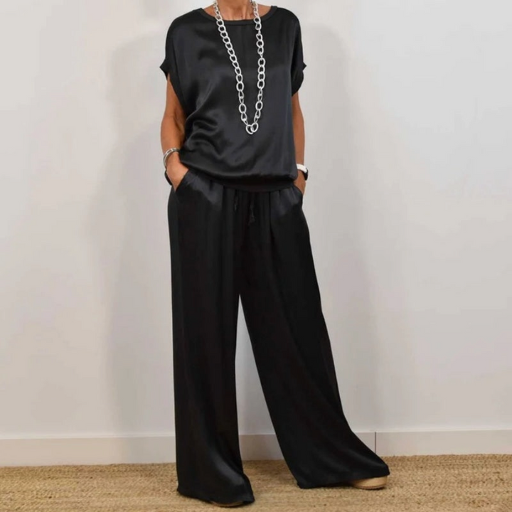 Nadine - Coordinato con top in raso e pantaloni a gamba larga