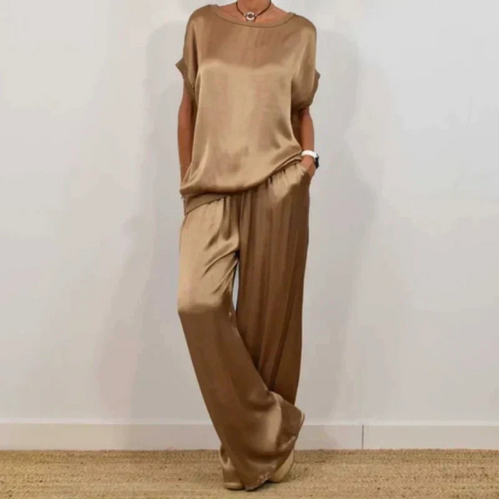 Nadine - Coordinato con top in raso e pantaloni a gamba larga