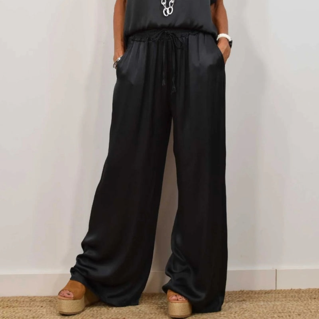 Nadine - Coordinato con top in raso e pantaloni a gamba larga
