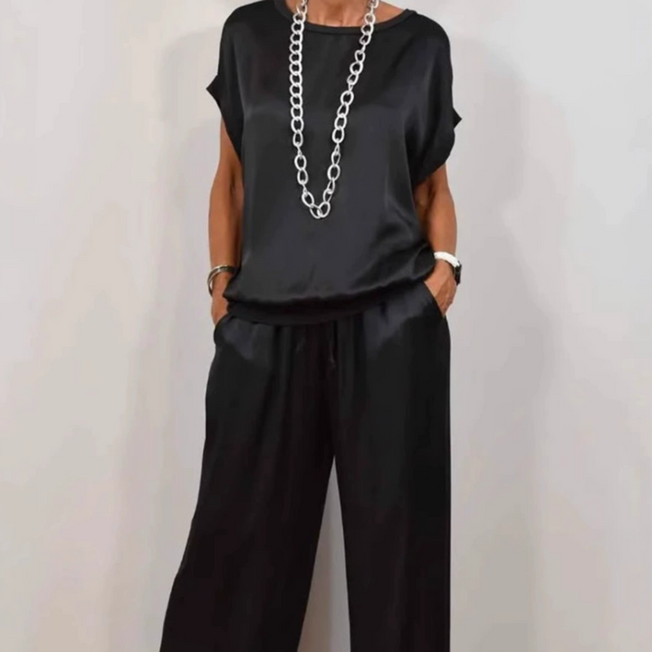 Nadine - Coordinato con top in raso e pantaloni a gamba larga