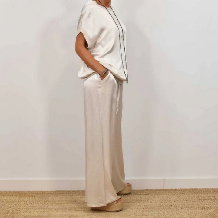 Nadine - Coordinato con top in raso e pantaloni a gamba larga