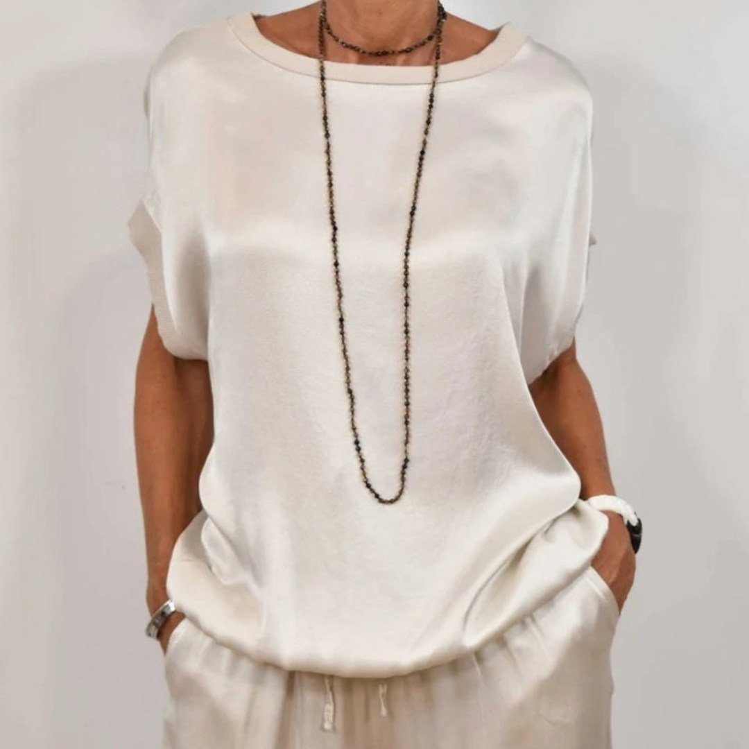 Nadine - Coordinato con top in raso e pantaloni a gamba larga