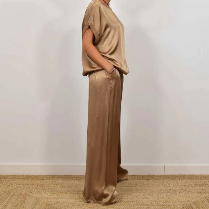 Nadine - Coordinato con top in raso e pantaloni a gamba larga