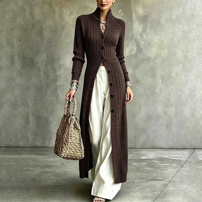 Queenie - Cardigan lungo lavorato a trecce