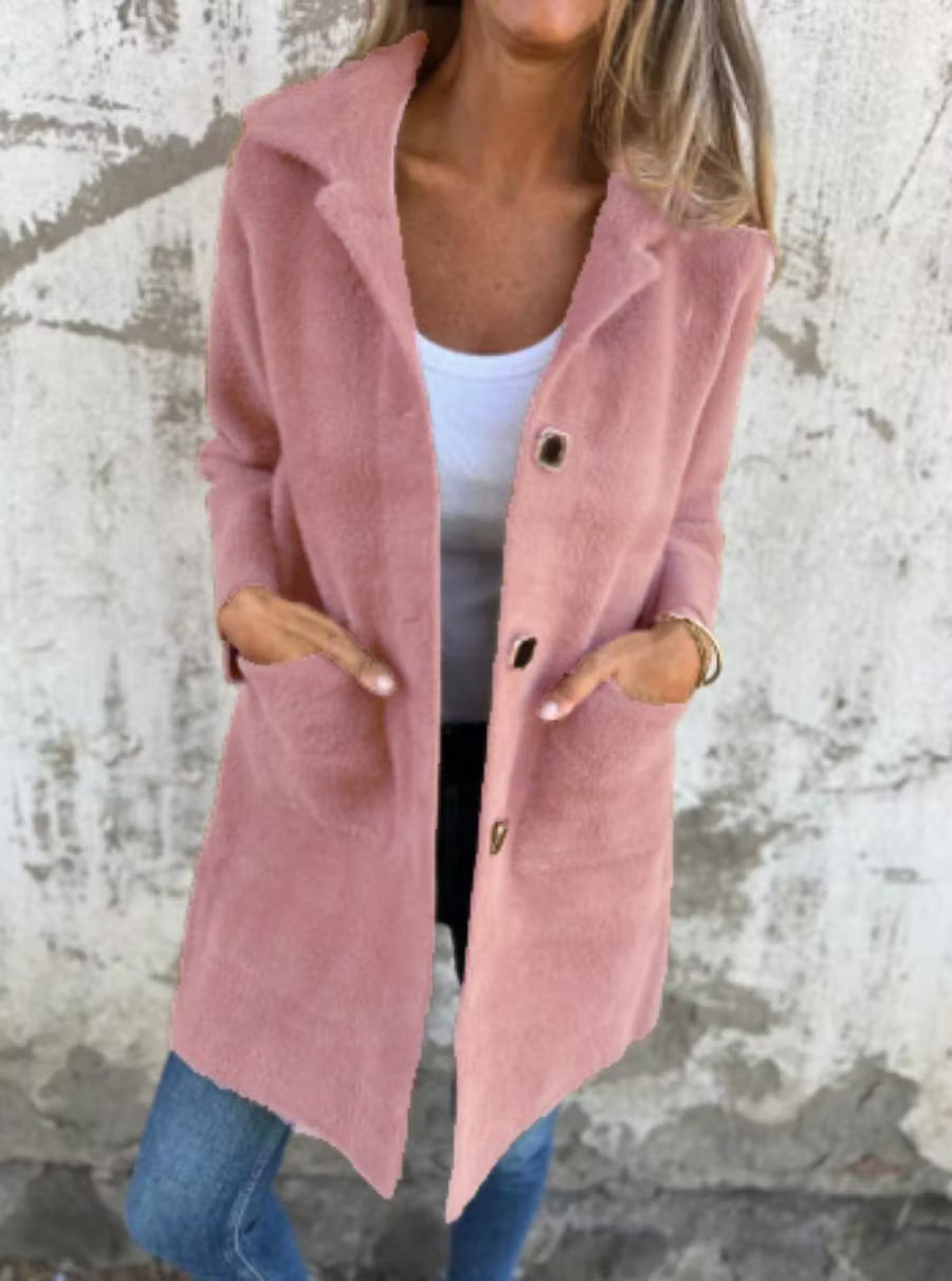 Fia - Cappotto lungo con bottone frontale effetto Soft Touch