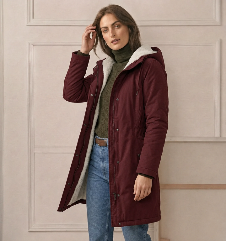 Clarice - Giacca impermeabile lunga con cappuccio