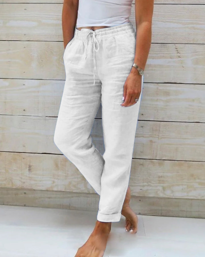 Lorinne - Pantaloni in lino stretch