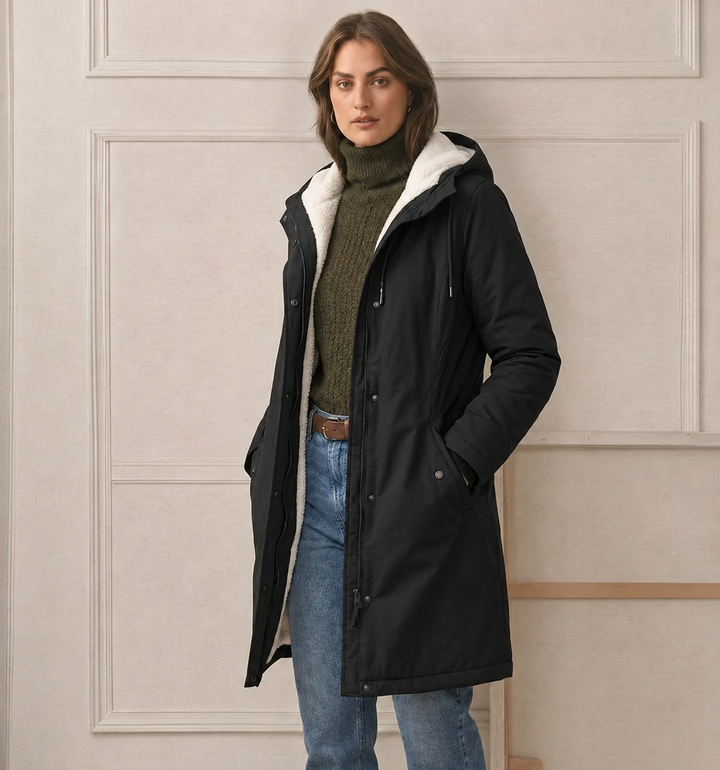 Clarice - Giacca impermeabile lunga con cappuccio