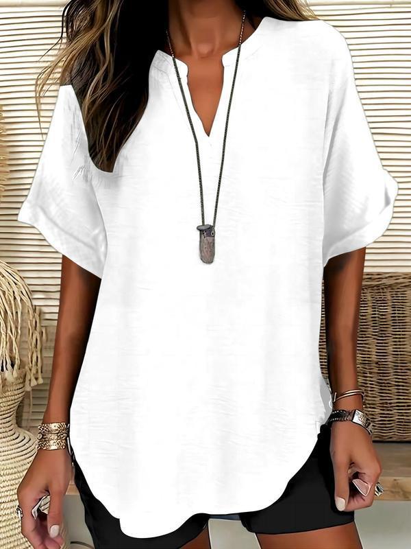 Xalina - Blusa con scollo a V, morbida al tatto