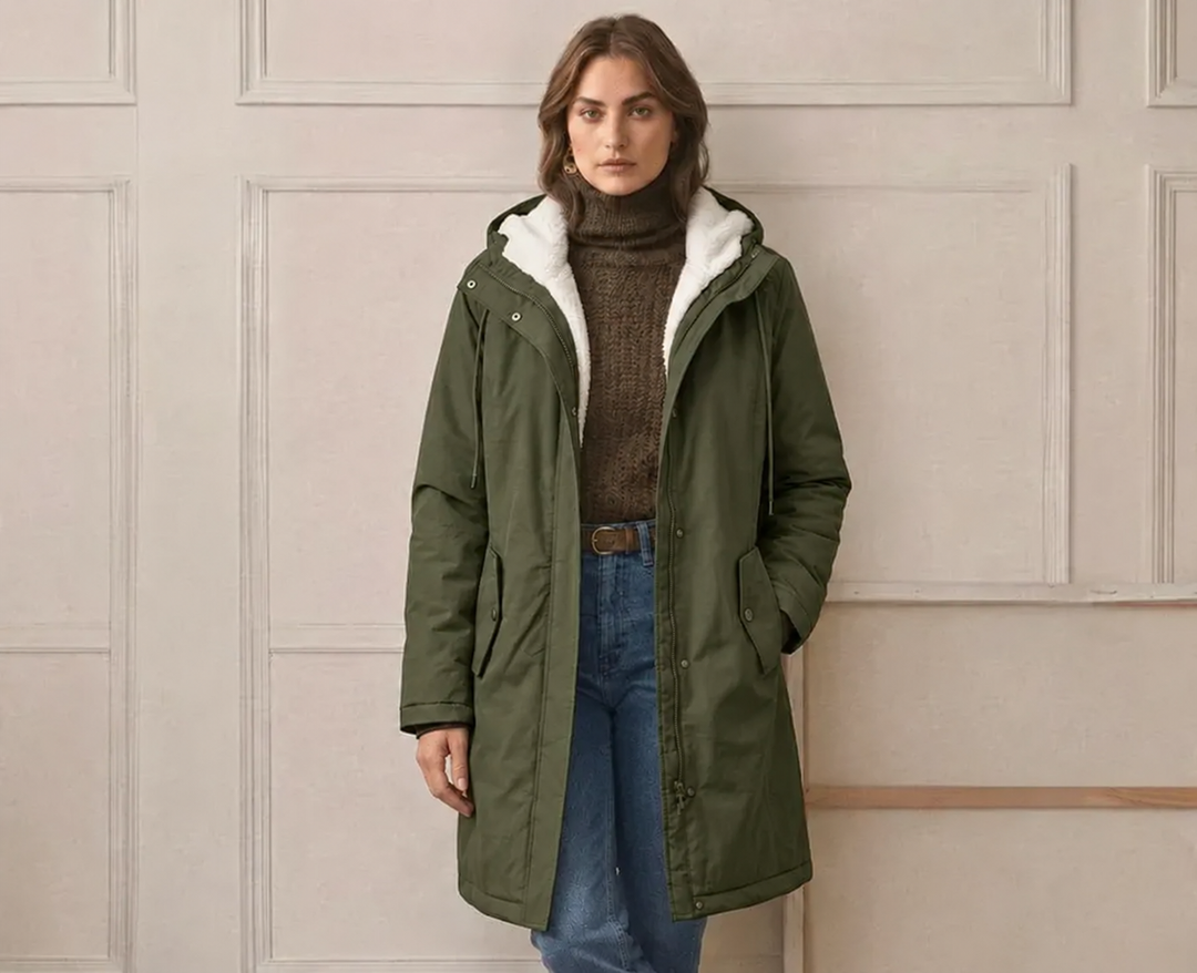 Clarice - Giacca impermeabile lunga con cappuccio