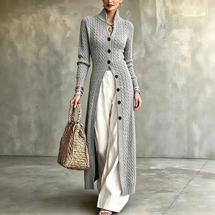 Queenie - Cardigan lungo lavorato a trecce
