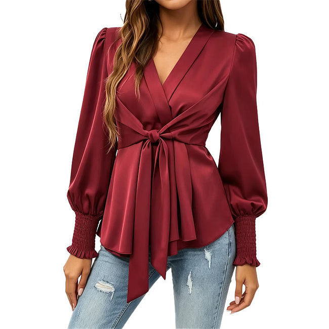 Apolline - Blusa a portafoglio in raso elegante