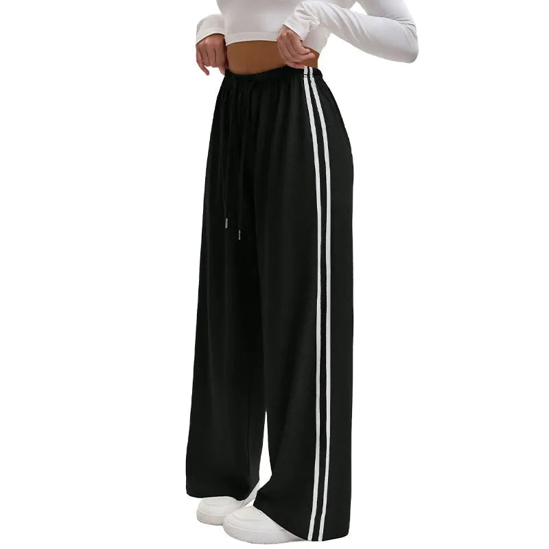 Adorielle - Pantaloni a gamba larga con bande laterali