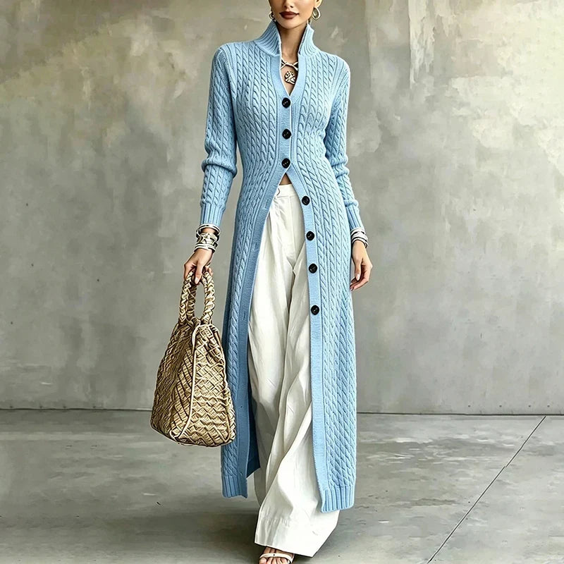 Queenie - Cardigan lungo lavorato a trecce