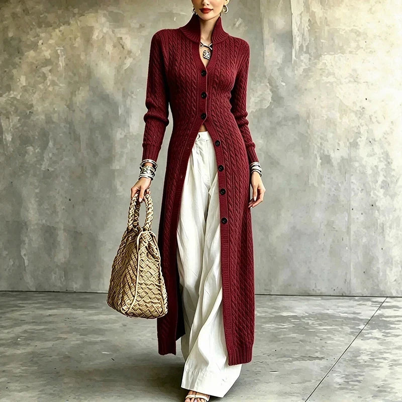 Queenie - Cardigan lungo lavorato a trecce