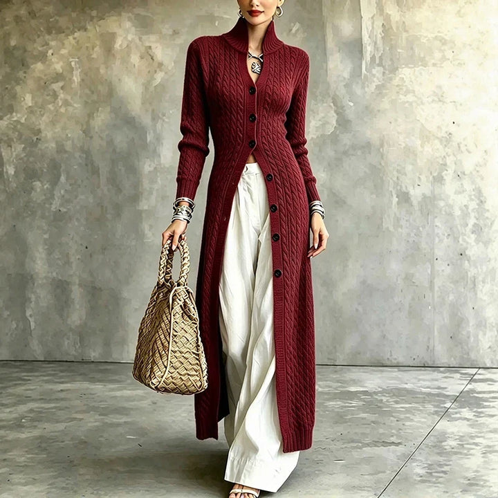 Queenie - Cardigan lungo lavorato a trecce