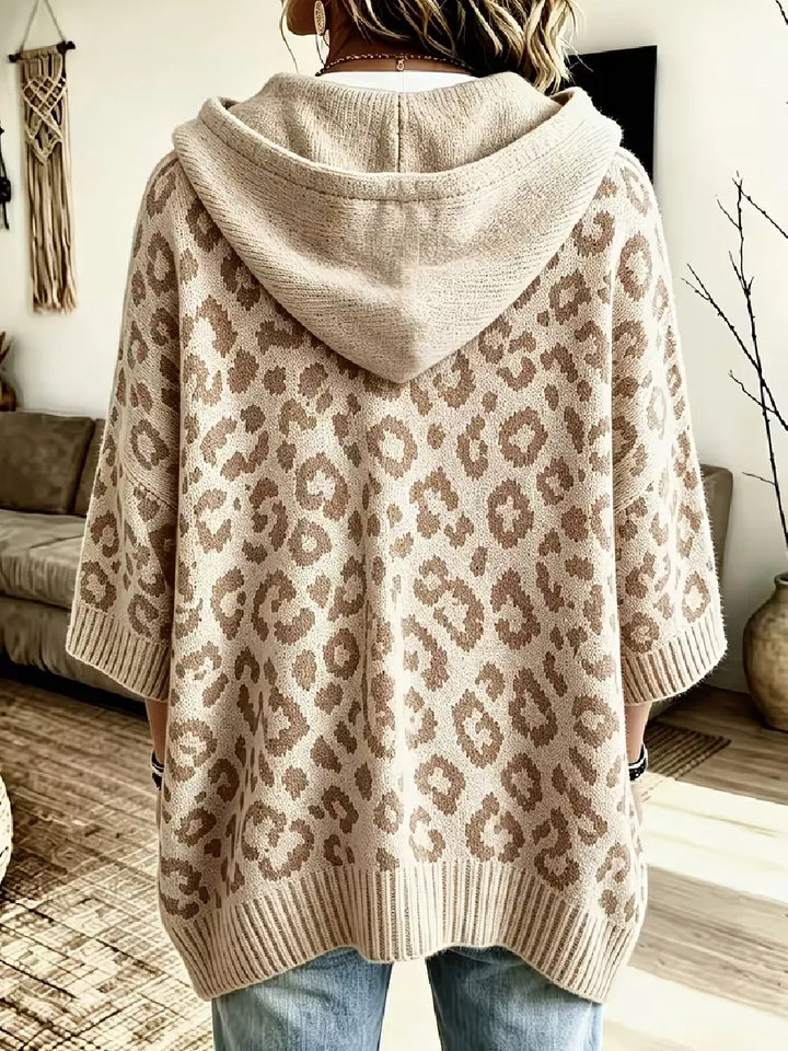 Jocasta - Felpa con cappuccio oversize leopardata