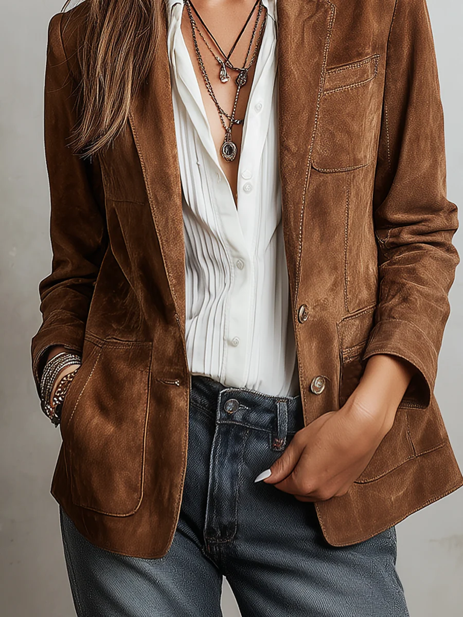 Mirevalle - Blazer su misura in camoscio vintage