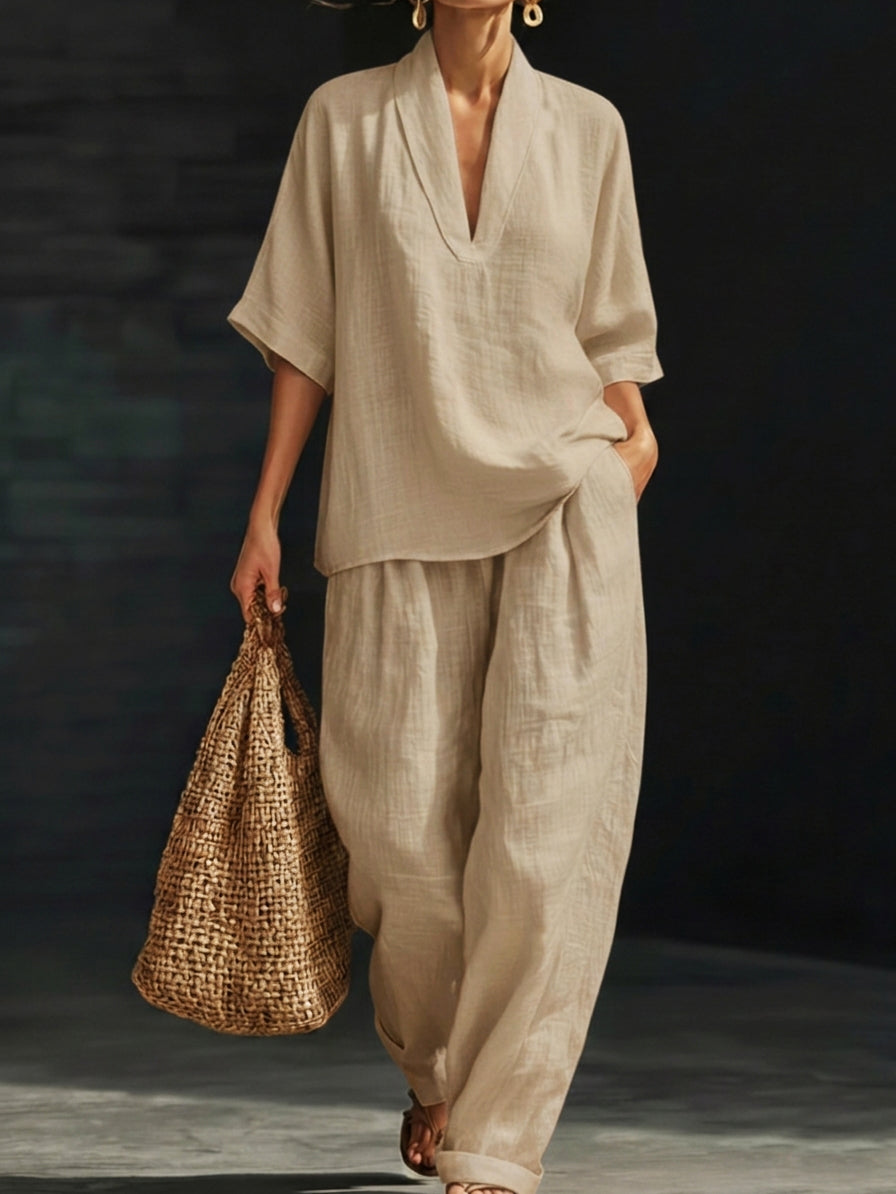 Noressa - Coordinato a due pezzi in lino easy-chic