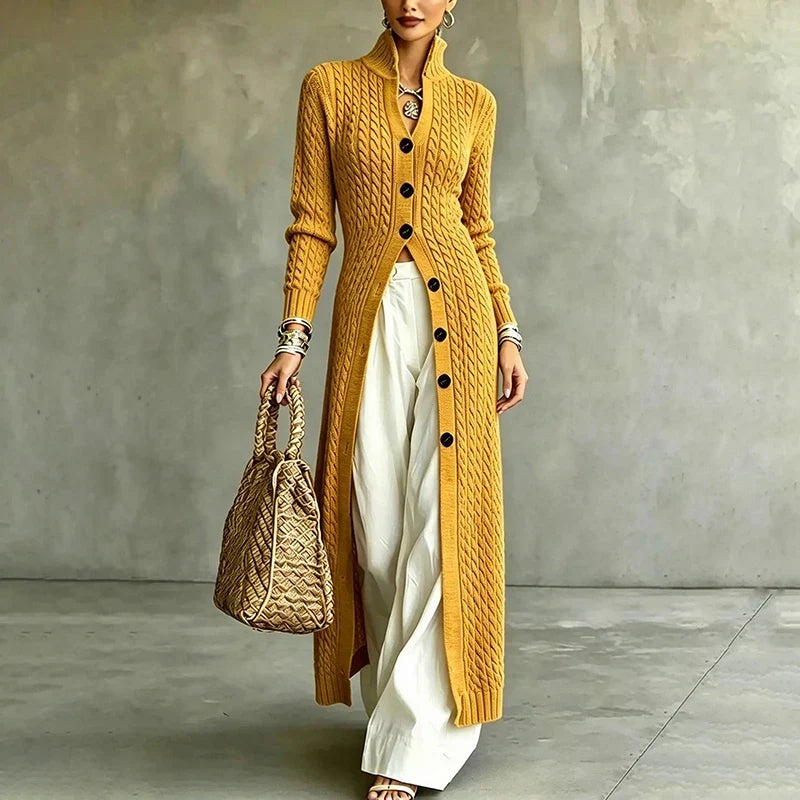 Queenie - Cardigan lungo lavorato a trecce
