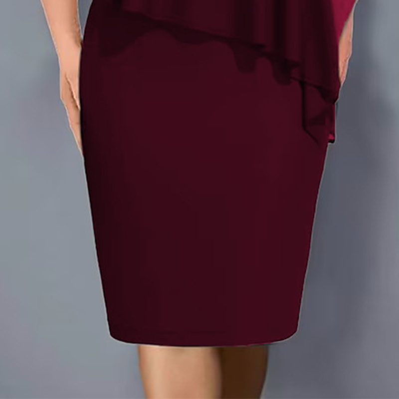 Lirienne - Abito midi in raso con scollo a V e strass di pregio