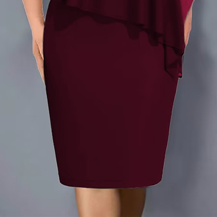 Lirienne - Abito midi in raso con scollo a V e strass di pregio