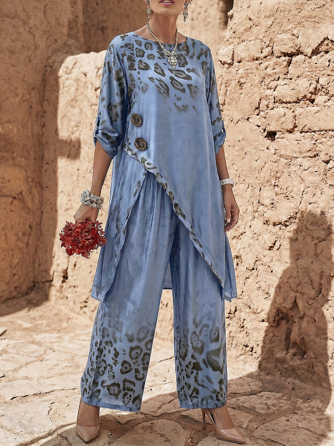 Gwynda - Coordinato top e pantaloni soft touch