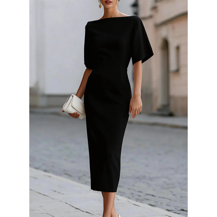 Leonelle - Abito midi elegante con scollo a barca