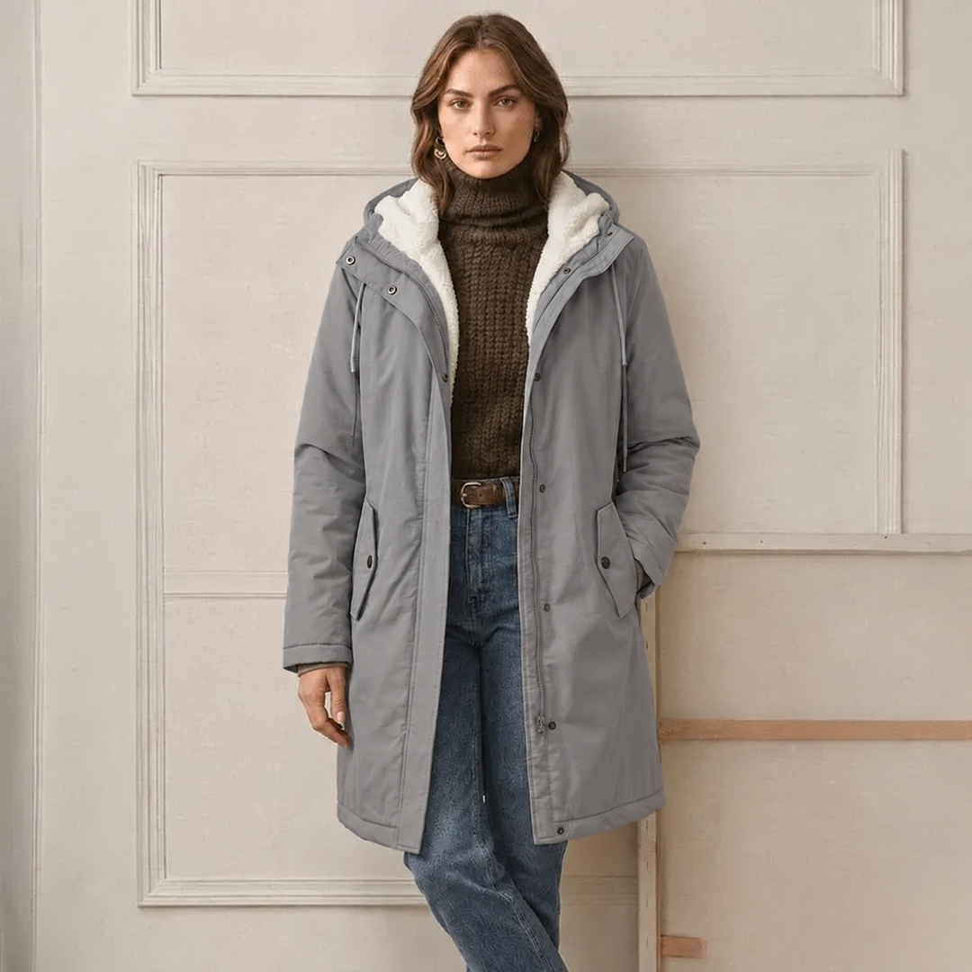Clarice - Giacca impermeabile lunga con cappuccio