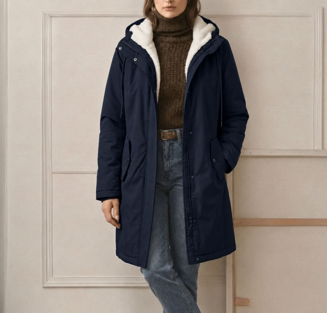 Clarice - Giacca impermeabile lunga con cappuccio