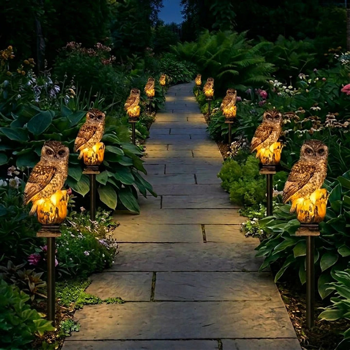 Amora - Lampada da giardino decorativa a forma di gufo