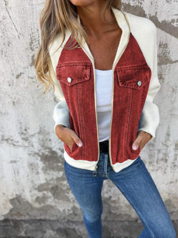 Alinique - Bomber in denim a maglia morbida