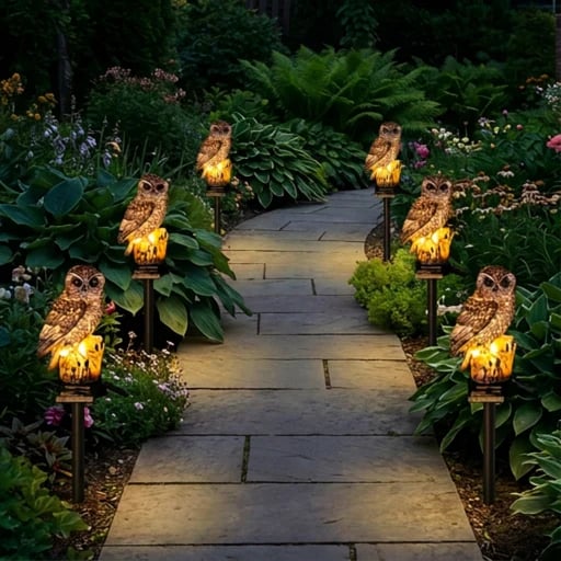 Amora - Lampada da giardino decorativa a forma di gufo