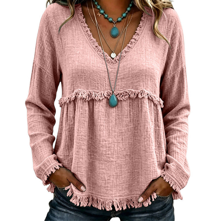 Ariselle - Blusa con frange a V