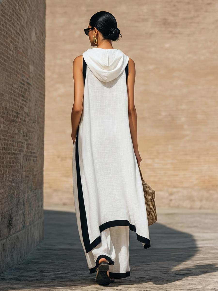 Maranta - Completo con tunica asimmetrica e pantaloni a gamba ampia
