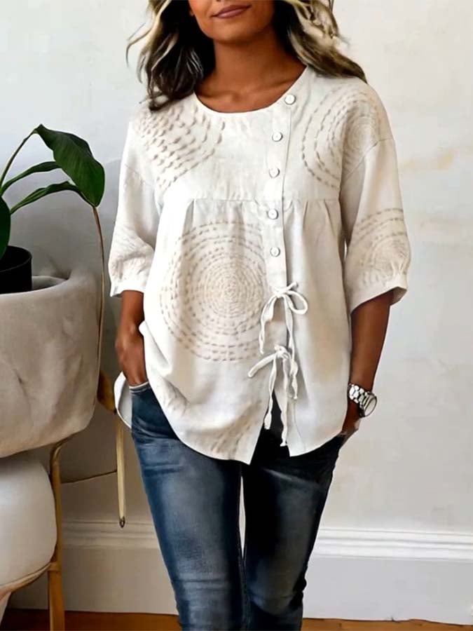 Kalliope - Blusa casual con chiusura frontale a bottoni