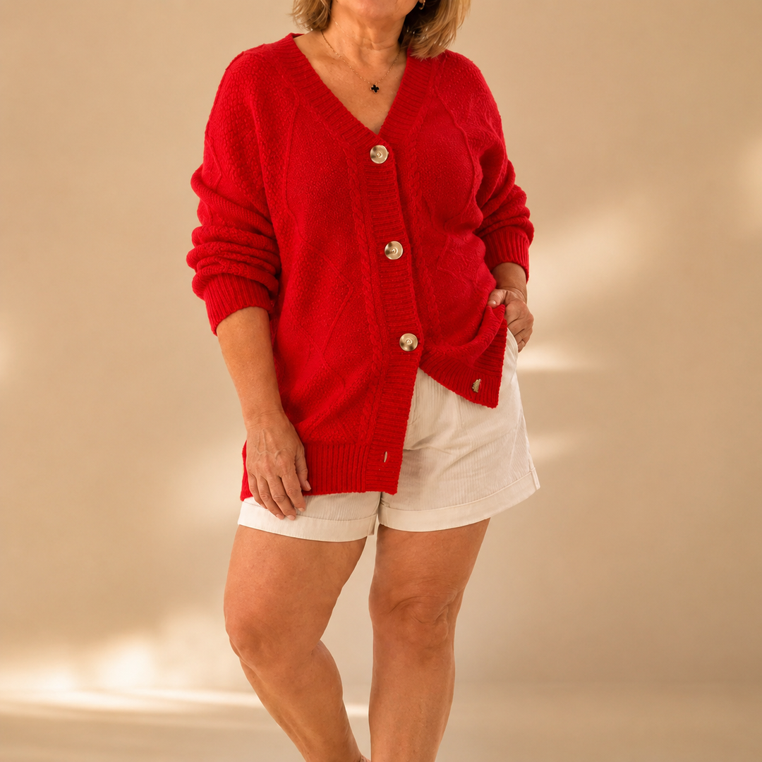 Halcyon - Cardigan in maglia con bottoni, morbido al tatto