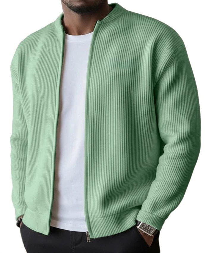 Foster - Cardigan a coste con zip frontale