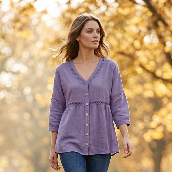 Ardena - Blusa ricamata con bottoni