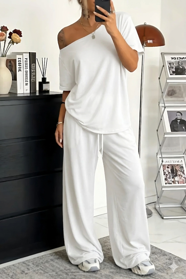 Cosima - Coordinato top e pantaloni a vestibilità ampia