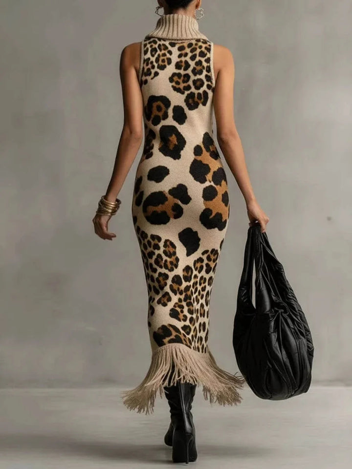 Orla - Maxi abito in maglia con stampa leopardata e lavorazione testurizzata