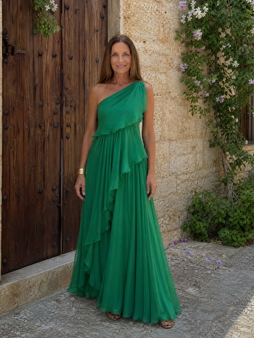 Katriana - Abito maxi con rouches dal tatto morbido