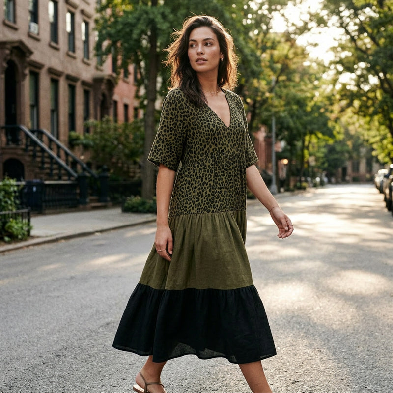 Catrina - Abito lungo boho con rouches ultraleggere