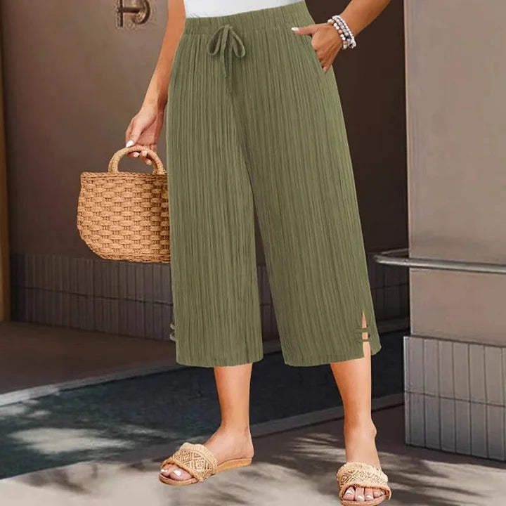 Bexara - Pantaloni culotte plissé a gamba ampia