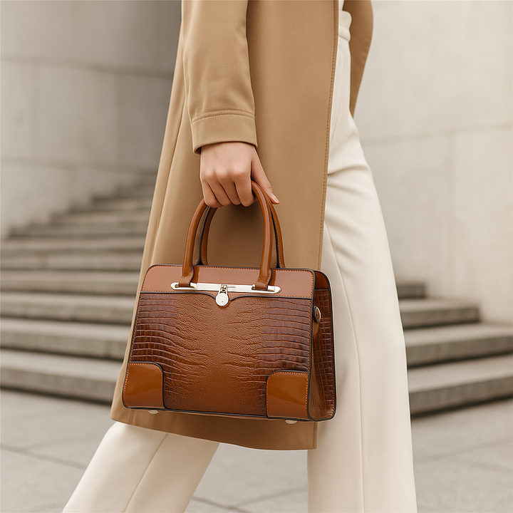 Aeryn - Borsa a mano strutturata con effetto coccodrillo
