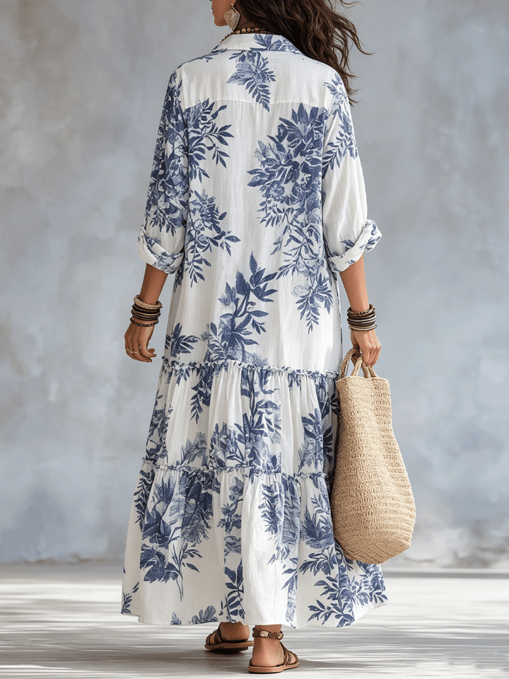 Thealise - Abito lungo leggero a fiori con bottoni