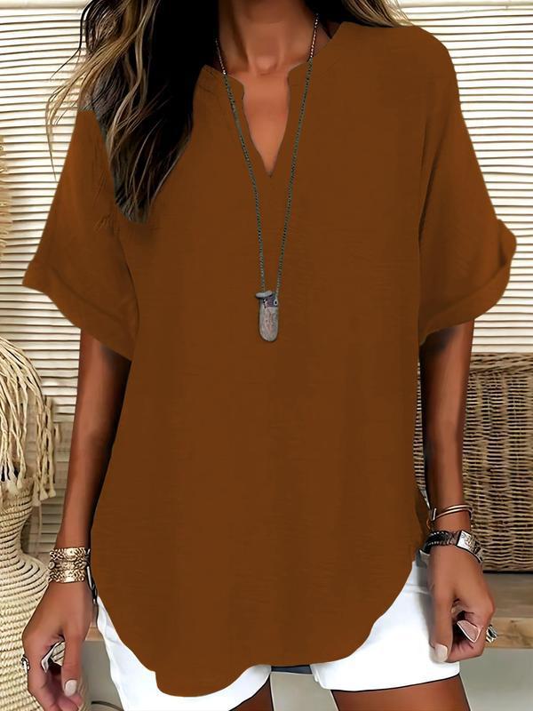 Xalina - Blusa con scollo a V, morbida al tatto