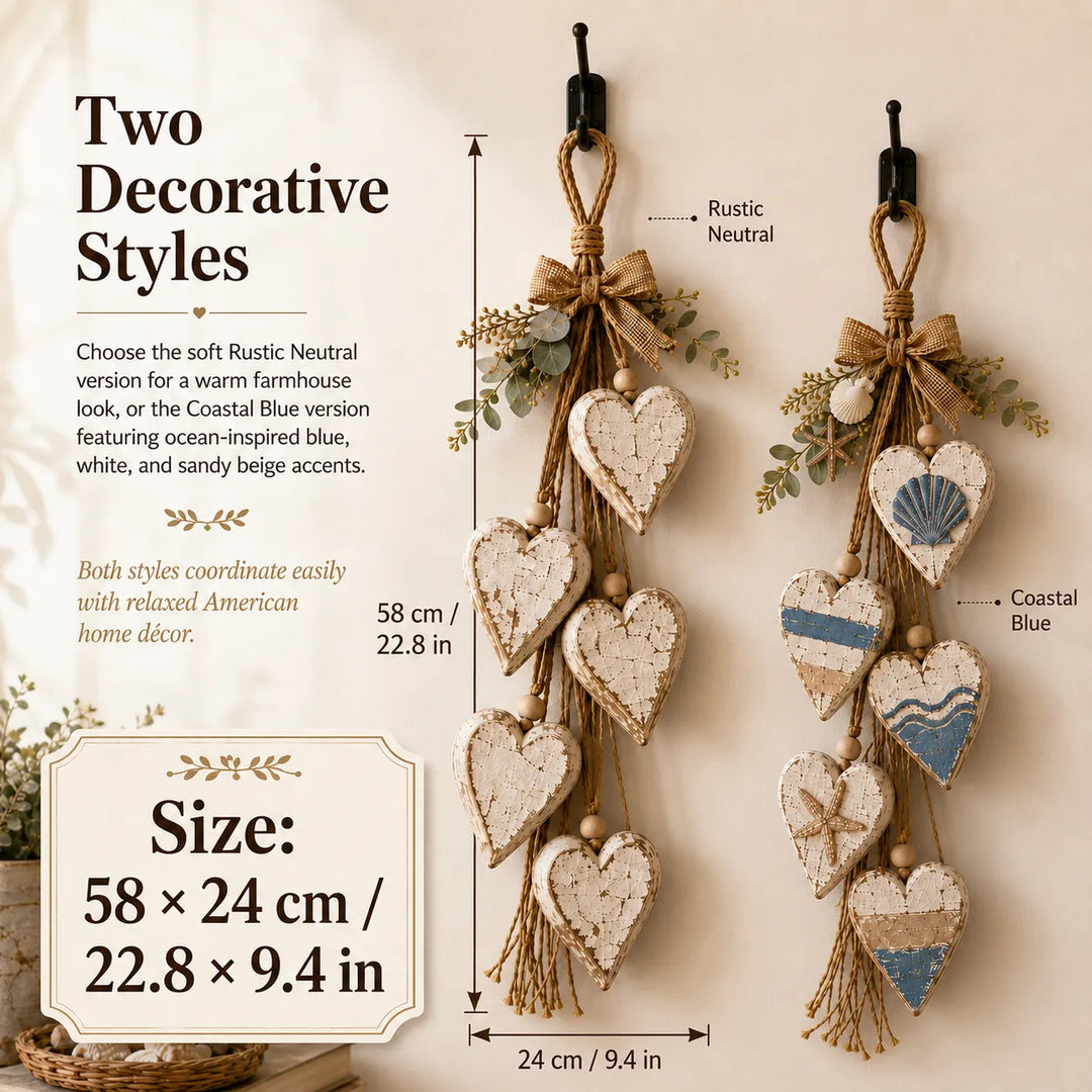 Alinora - Decorazione da parete con frange a cuore effetto invecchiato