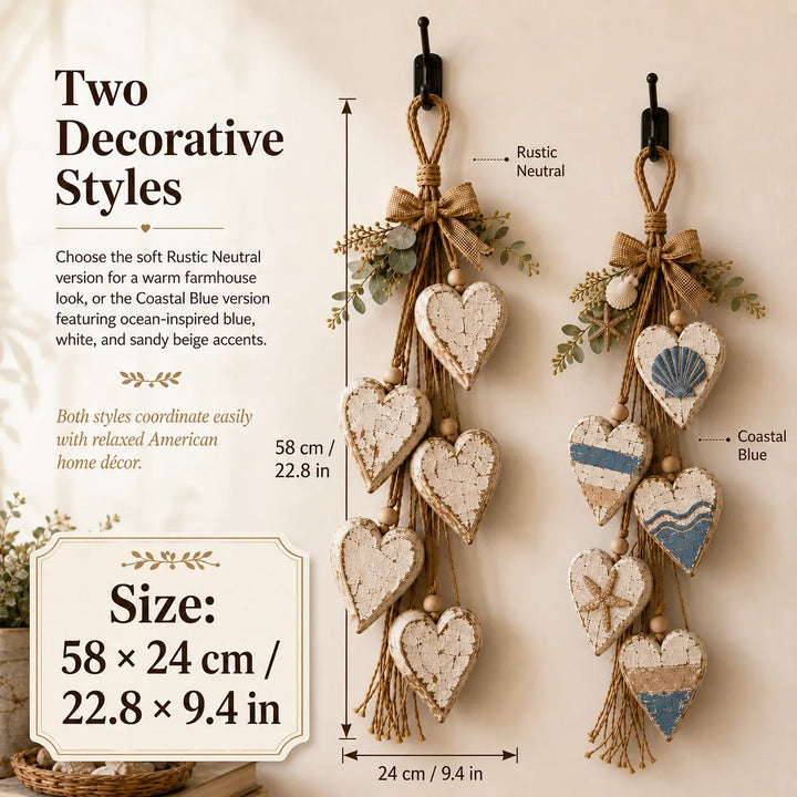 Alinora - Decorazione da parete con frange a cuore effetto invecchiato